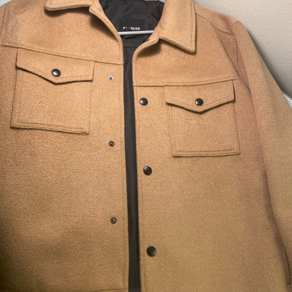 Tan fuzzy express trucker jacket in medium - Picture 3 of 3